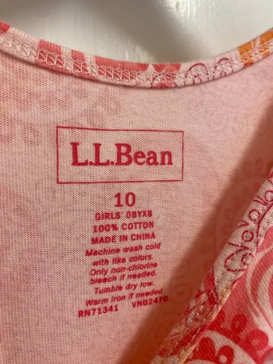 L.L. Bean Pink Orange 100% Cotton Racer Back Girls Dress Size 10 - Picture 4 of 11